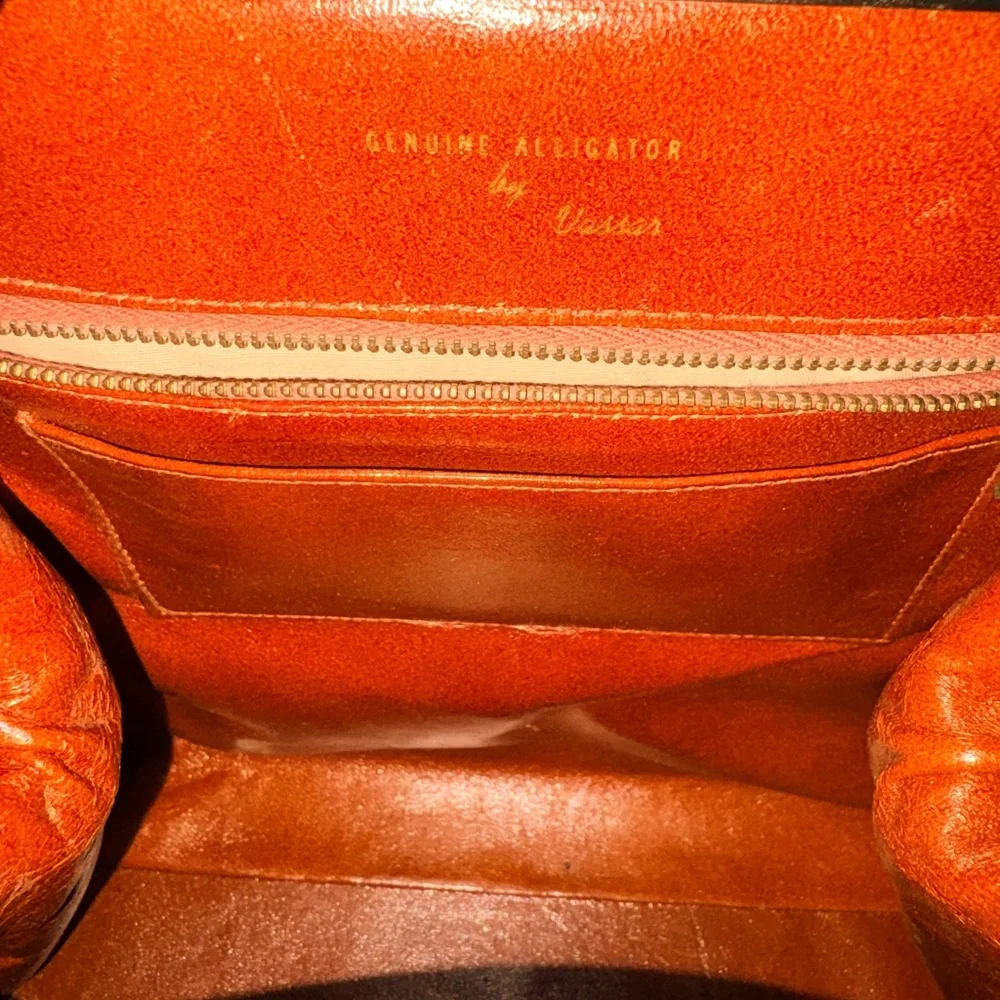 Vintage Vassar Genuine Alligator Satchel Handbag Brown - Picture 10 of 16